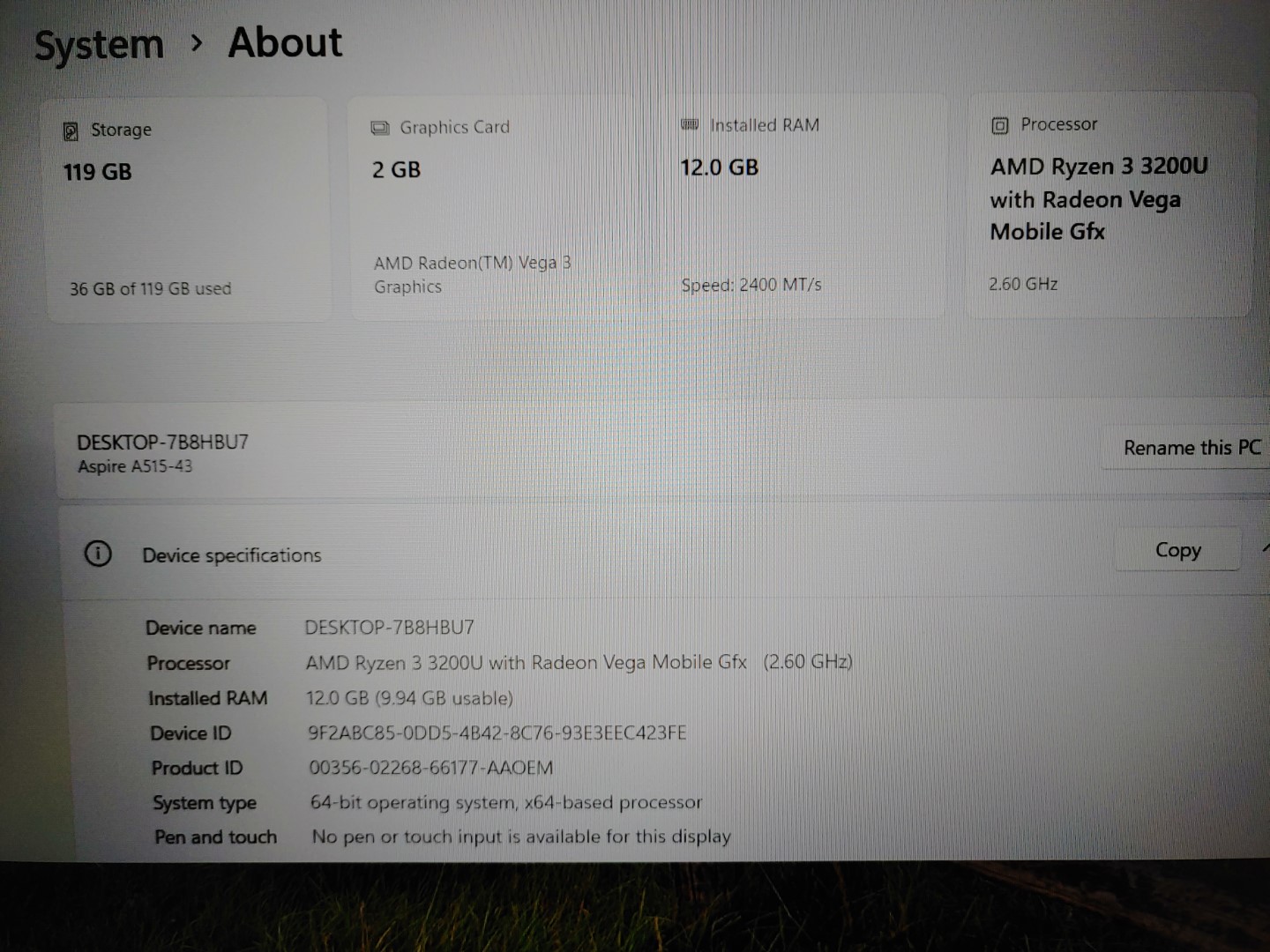 Acer Aspire 5 A515-43 15.6" AMD Ryzen 3 3200U✔12GB✔128GB SSD✔Win11✔*NO A/C**READ - Image 9