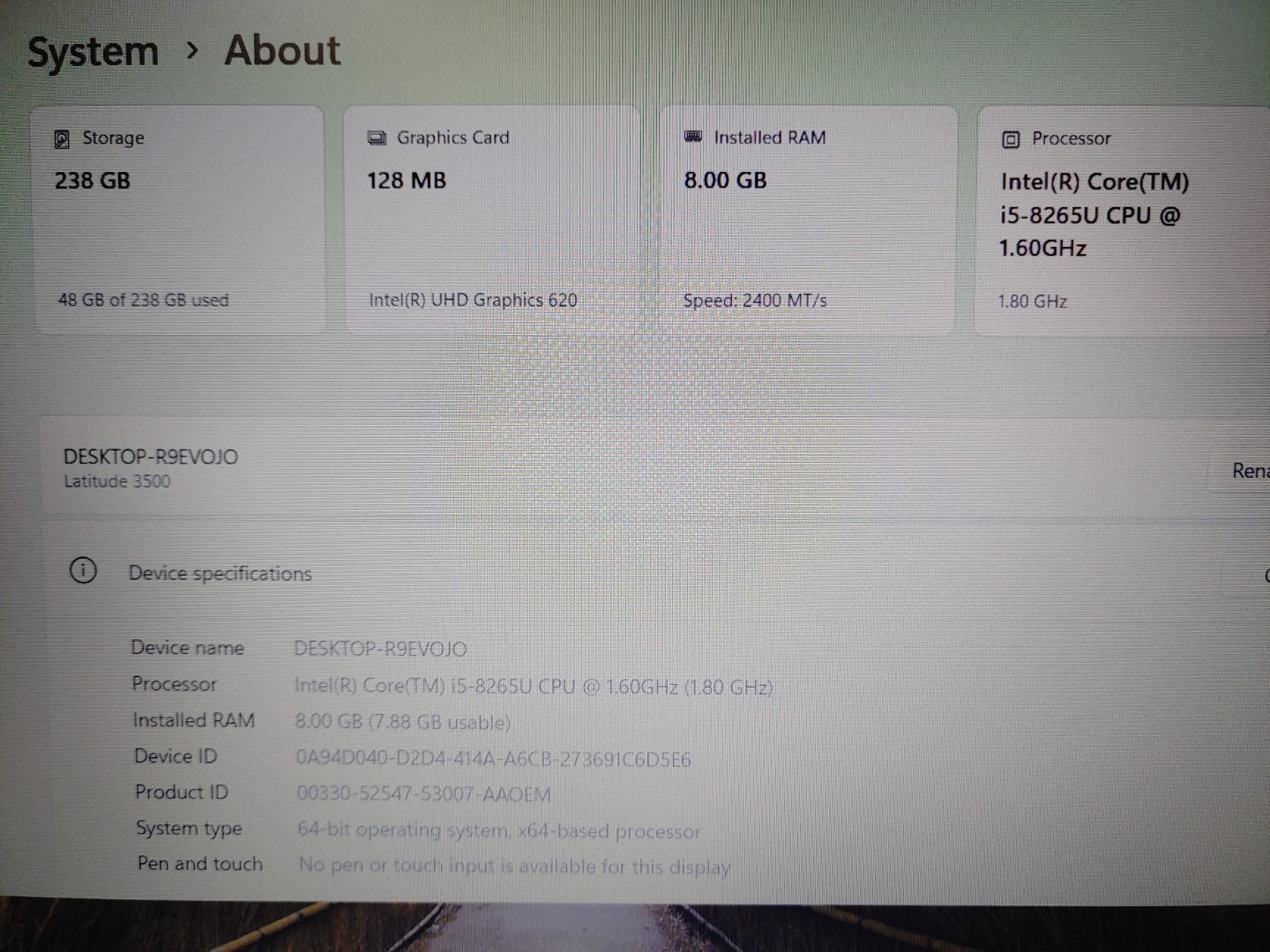 Dell Latitude 3500 15.6" Intel i5-8265U✔8GB RAM✔256GB SSD✔Win11Pro✔ *NO A/C** - Image 10