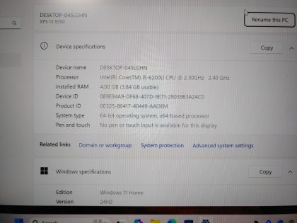 Dell XPS 13 9350 13.3" Intel i5-6200U✔4GB RAM✔128GB SSD✔Win11Home✔*NO A/C* READ* - Image 10
