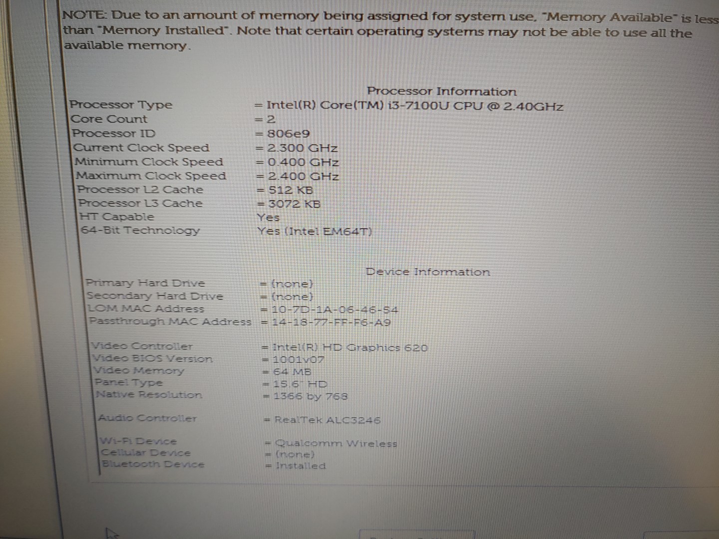 Dell Latitude 3580 15.6" Intel i3-7100U✔ *NO BATT/NO RAM/NO SSD/NO AC* *READ* - Image 11