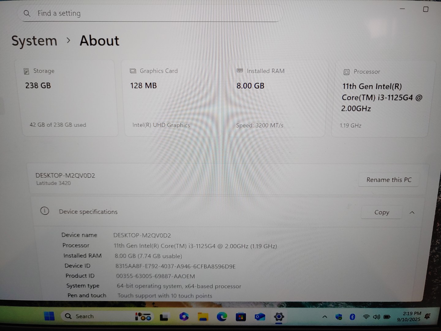 Dell Latitude 3420 14" Touch i3-1125G4✔8GB✔256GB SSD✔Win11Pro✔ *NO A/C* *READ* - Image 9