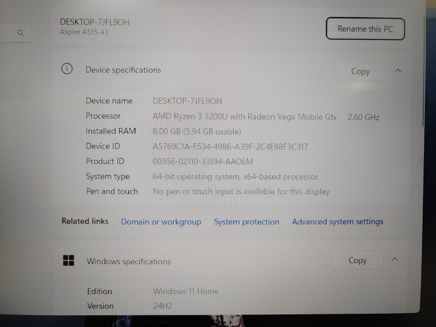 Acer Aspire 5 A515-43 15.6" FHD AMD Ryzen 3 3200U✔8GB✔128GB SSD✔Win11✔**NO A/C** - Image 8