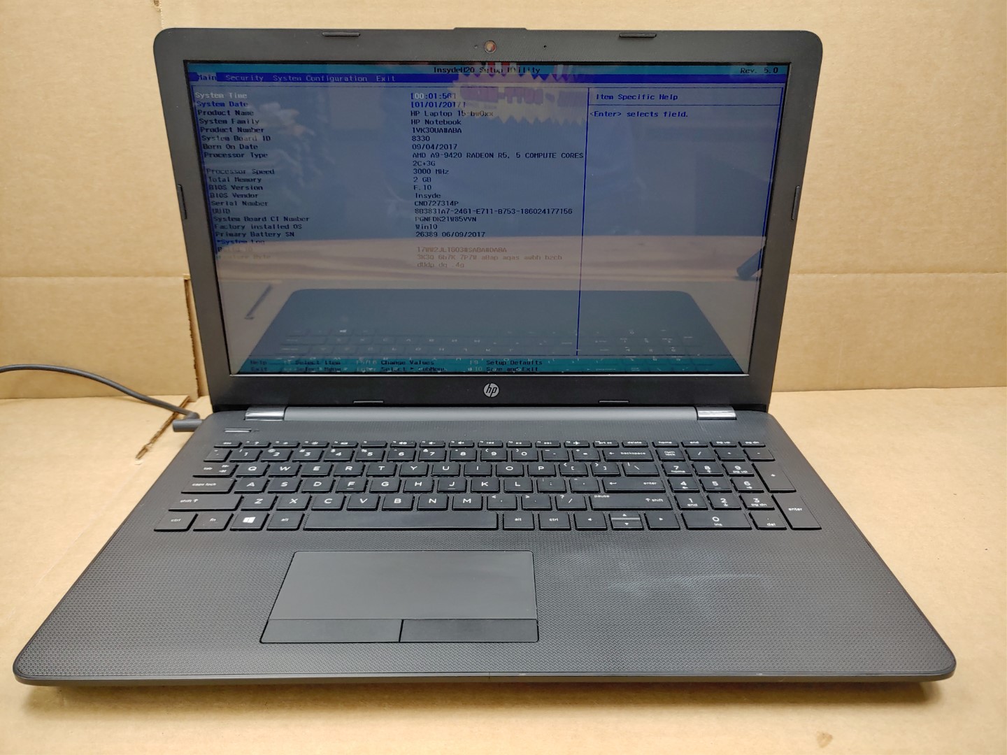 HP Notebook 15-bw032nr 15.6" AMD A9-9420 Radeon R5✔2GB✔ **NO HDD/ NO OS/ NO AC**
