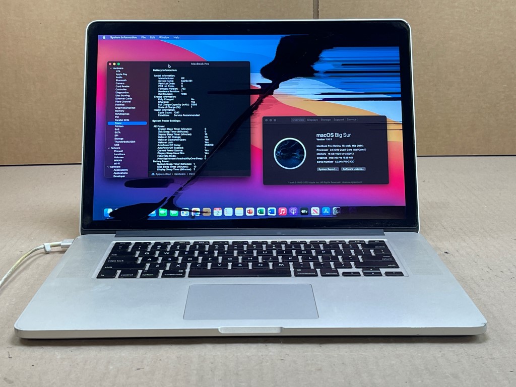 Apple Macbook Pro 15" (2014) Intel i7 2.5Ghz 16GB 512GB SSD (No AC, Bad Battery)