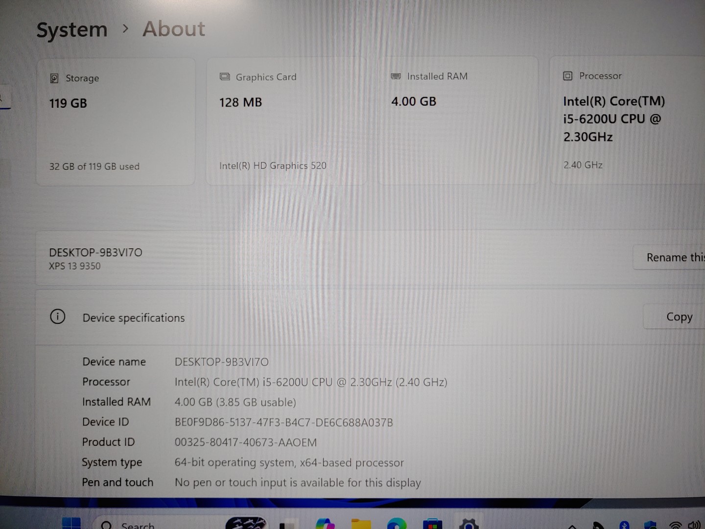 Dell XPS 13 9350 13.3" Intel i5-6200U✔4GB RAM✔128GB SSD✔Win11Home✔*NO A/C*READ** - Image 11