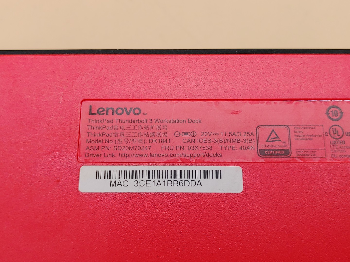 Lenovo ThinkPad Thunderbolt 3 Workstation Dock (03X7538) DK1841 w/ OEM 230W A/C - Image 10