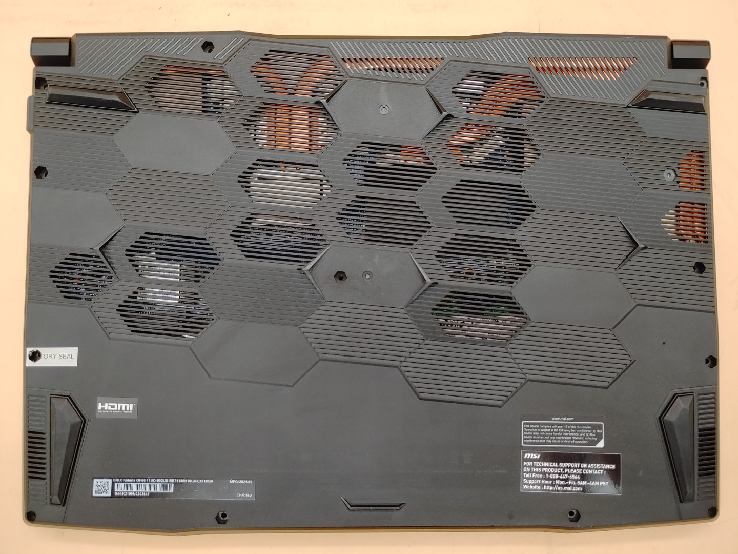 MSI Katana GF66 11UD 15.6" i7-11800H 32GB 1TB SSD RTX 3050 Ti Win11 *NO AC**READ - Image 6