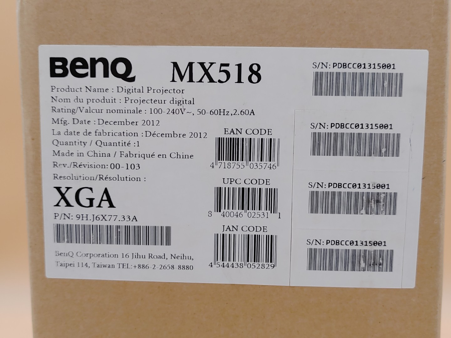 BenQ MX518 XGA 2800 ANSI Lumens HDMI 3D DLP Projector w/ Remote (Lamp Hours: 96) - Image 10