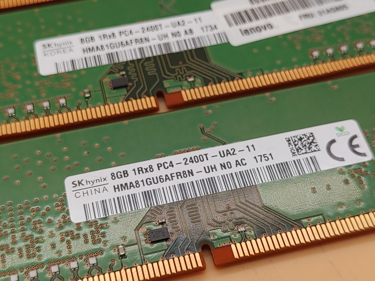 SK Hynix 8GB 1Rx8 PC4-2400T HMA81GU6AFR8N-UH UDIMM Desktop Memory LOT of (3) - Image 2