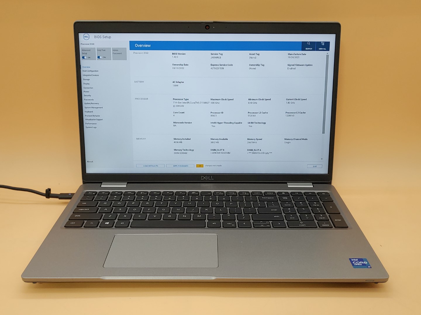 Dell Precision 3560 15.6" i7-1185G7 T500 *NO RAM/NO BATT/NO SSD/NO AC* **READ