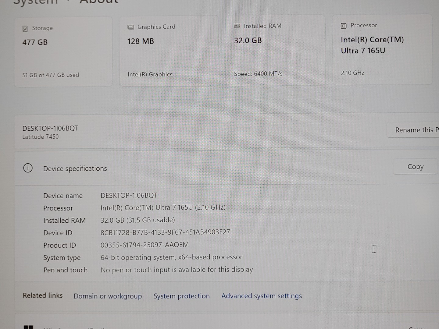 Dell Latitude 7450 14" Ultra 7 165U 32GB 512GB Win11 ProSupport WTY 9/5/27 NO AC - Image 9