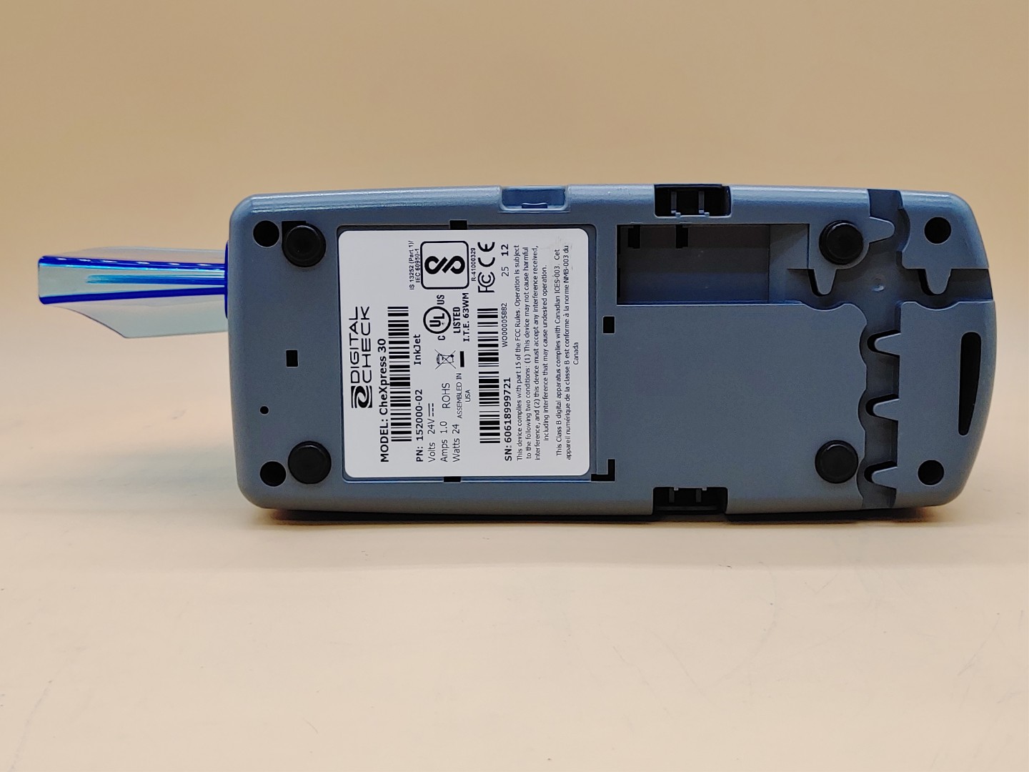 Digital Check CheXpress CX30 Check Scanner w/ Inkjet (152000-02) & Power Adapter - Image 10