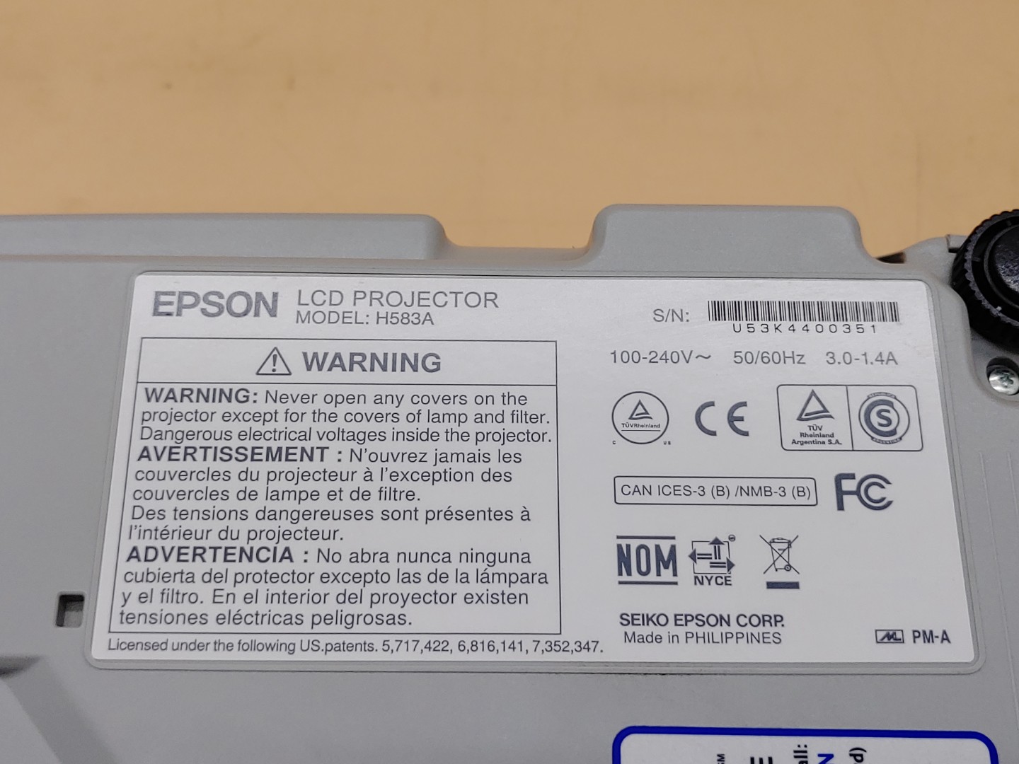 Epson PowerLite 965 H583A XGA 3LCD HDMI 3,500 ANSI Lumen Projector (2693 HOURS) - Image 10
