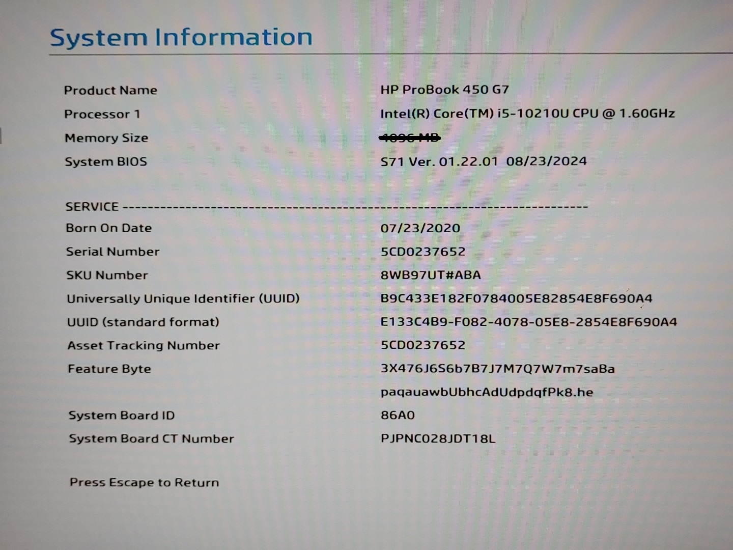 HP ProBook 450 G7 15.6" Intel Core i5-10210U *NO RAM/ NO SSD / NO AC* - Image 9