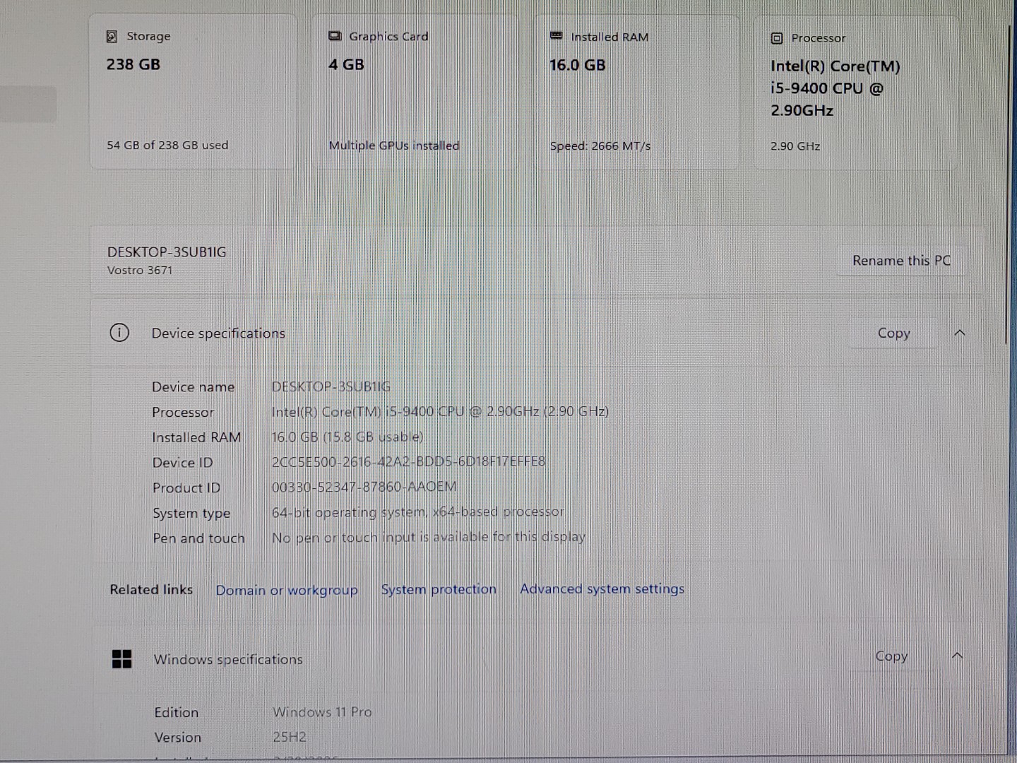 Dell Vostro 3671 Desktop Intel i5-9400 16GB 256GB SSD GTX 1050 Ti Win11Pro FAST! - Image 8