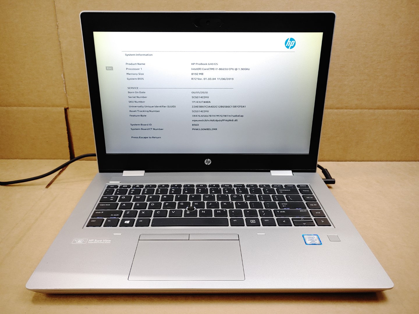 HP ProBook 640 G5 14" Intel i7-8665U✔ *NO RAM/NO SSD/NO BATT/NO AC* **READ**