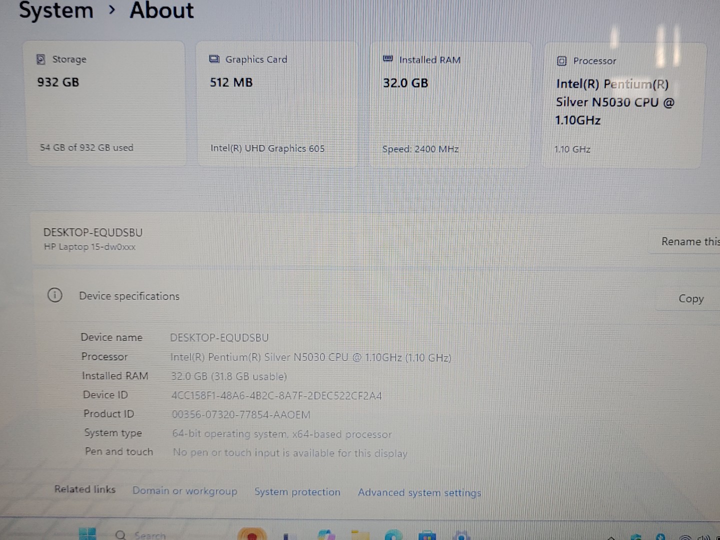 HP Notebook 15-dw0083wm 15.6" Pentium Silver N5030 32GB 1TB M.2 Win11 **NO A/C** - Image 9