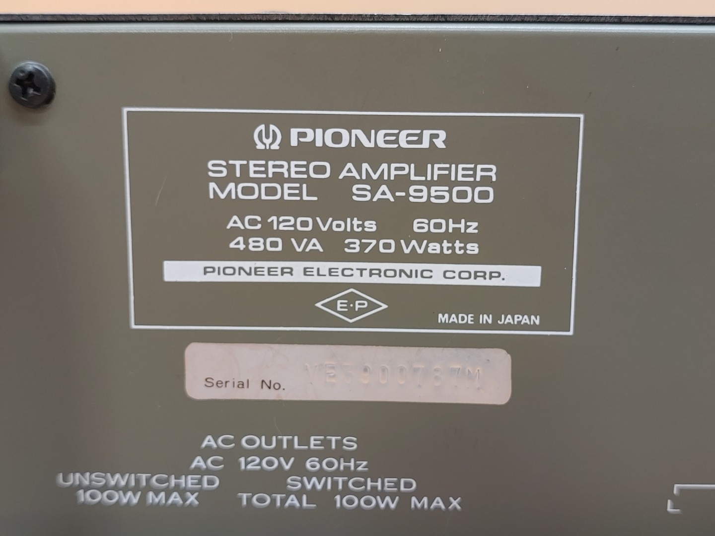 Pioneer SA-9500 Stereo Integrated Amplifier **NO POWER (DOA)** - Image 7