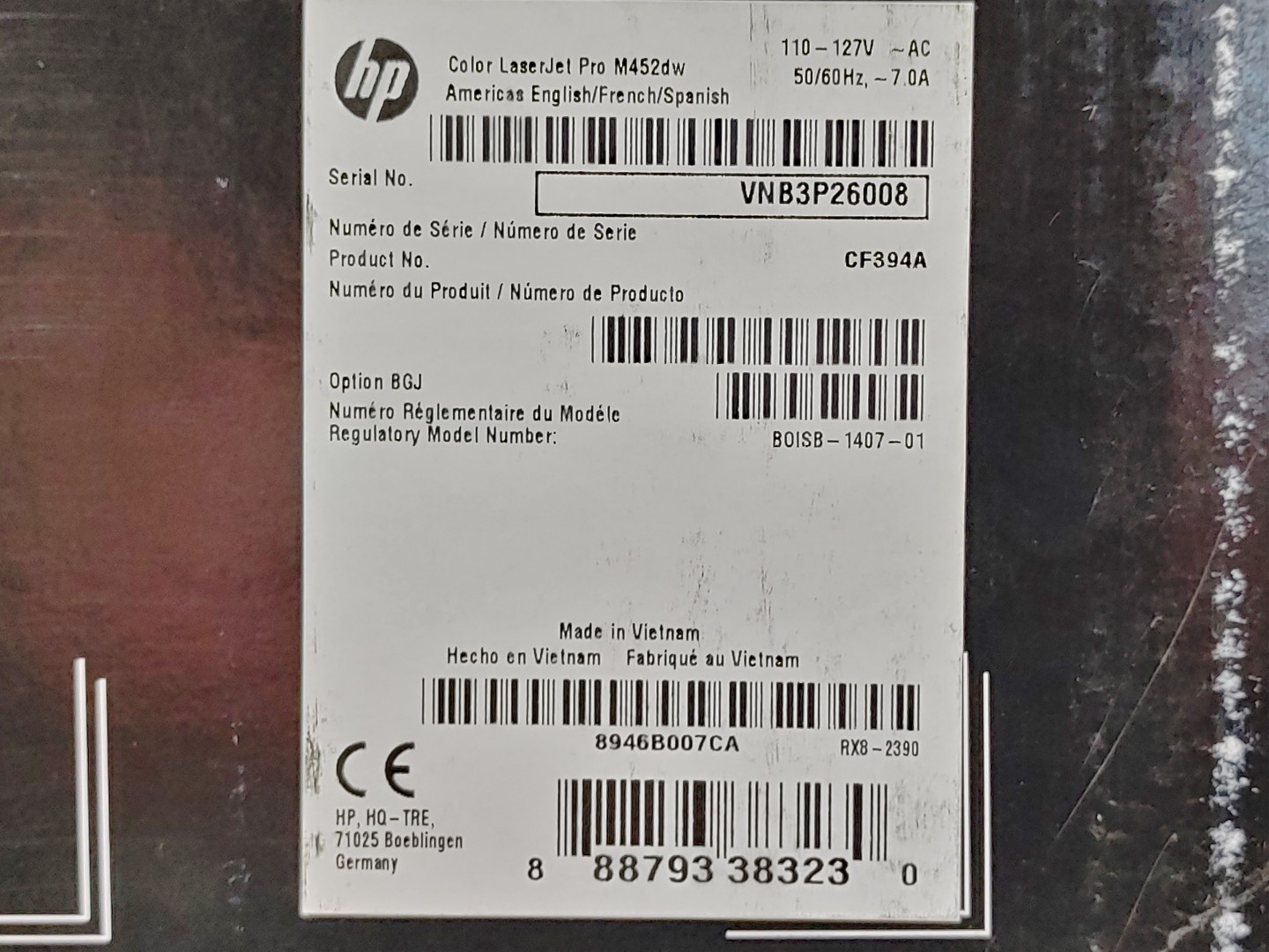 HP Color LaserJet PRO M452dw Wireless Printer (White) CF394A - Image 3