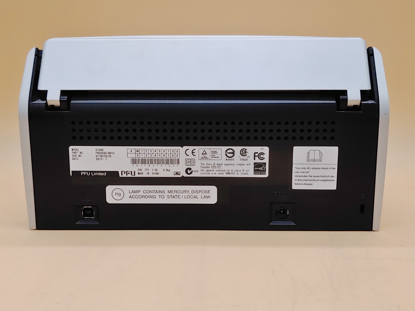 Fujitsu ScanSnap S1500 Document Scanner w/ Power Adapter+USB Cable PA03586-B015 - Image 8