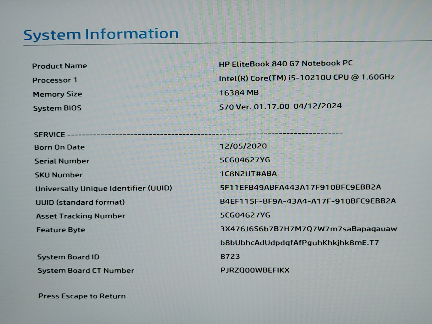 HP EliteBook 840 G7 14" i5-10210U 16GB *NO SSD/NO OS/NO AC* *LIQUID SPILL* *READ - Image 10