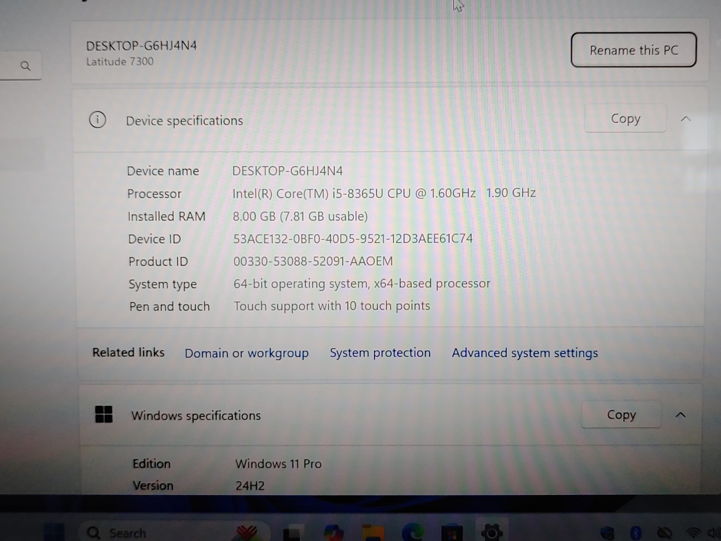 Dell Latitude 7300 13.3" Touch i5-8365U 8GB 256GB Win11Pro *NO A/C* **READ** - Image 10