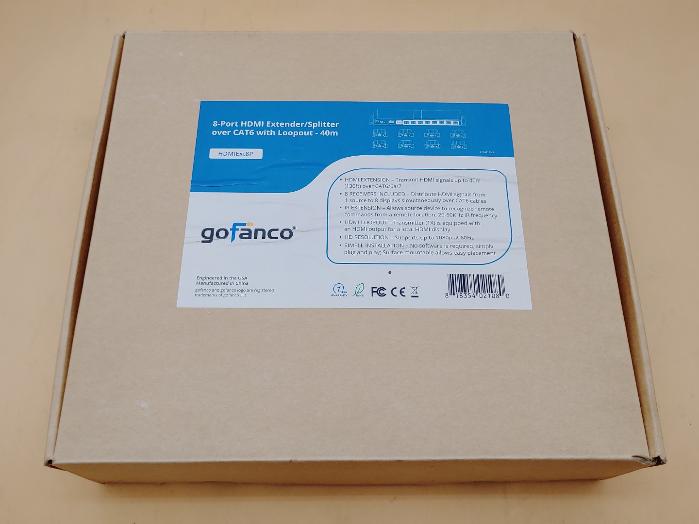 gofanco 8-Port HDMI Extender/Splitter over CAT6 w/ Loopout-40m (HDMIExt8P) *READ - Image 2