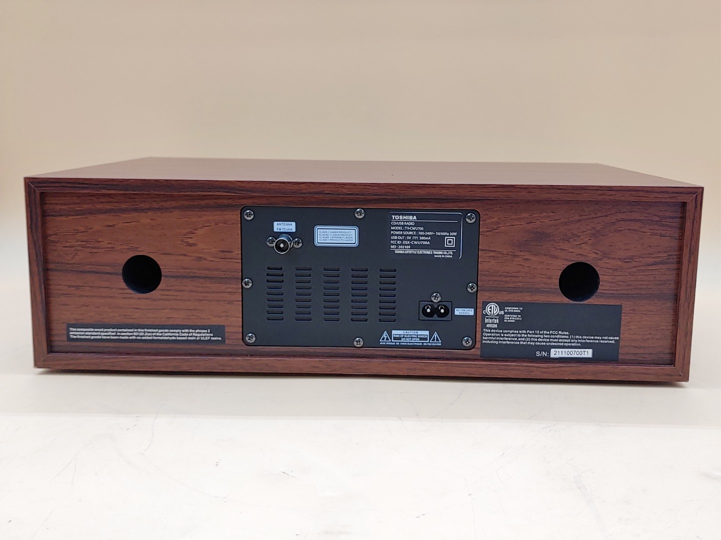 Toshiba TY-CWU700 All-in-One Wireless BT CD Player Speaker System **NO REMOTE** - Image 6