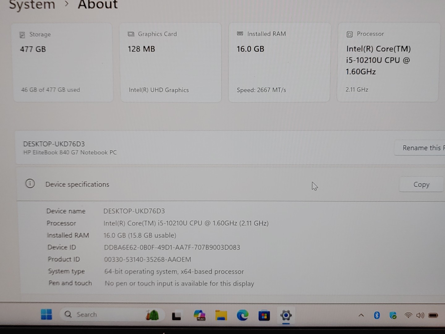 HP EliteBook 840 G7 14" Intel i5-10210U 16GB 512GB Win11Pro *NO A/C* ***READ*** - Image 11