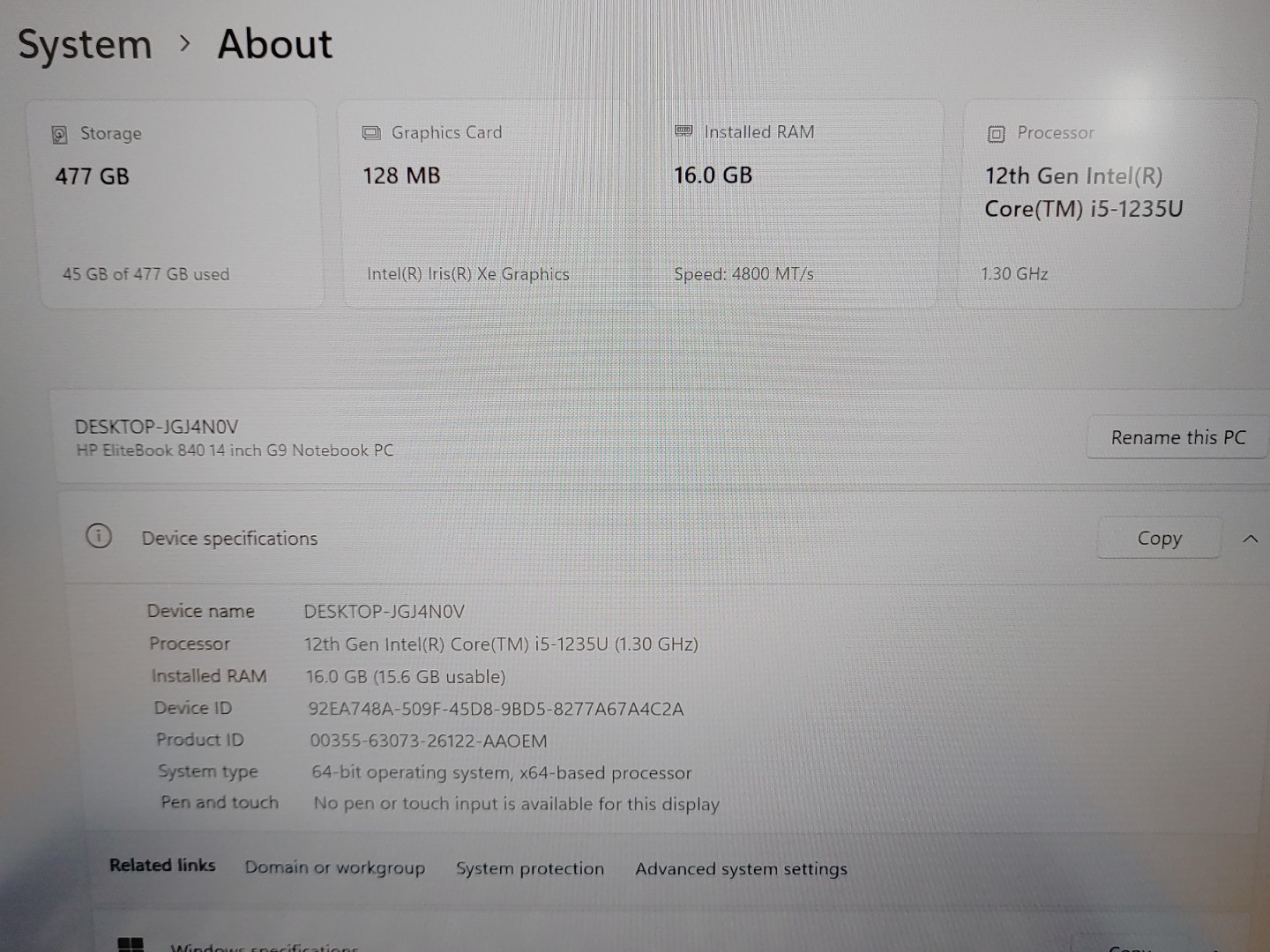 HP EliteBook 840 G9 14" FHD Intel i5-1235U 16GB 512GB SSD Win11Pro *NO A/C* - Image 10