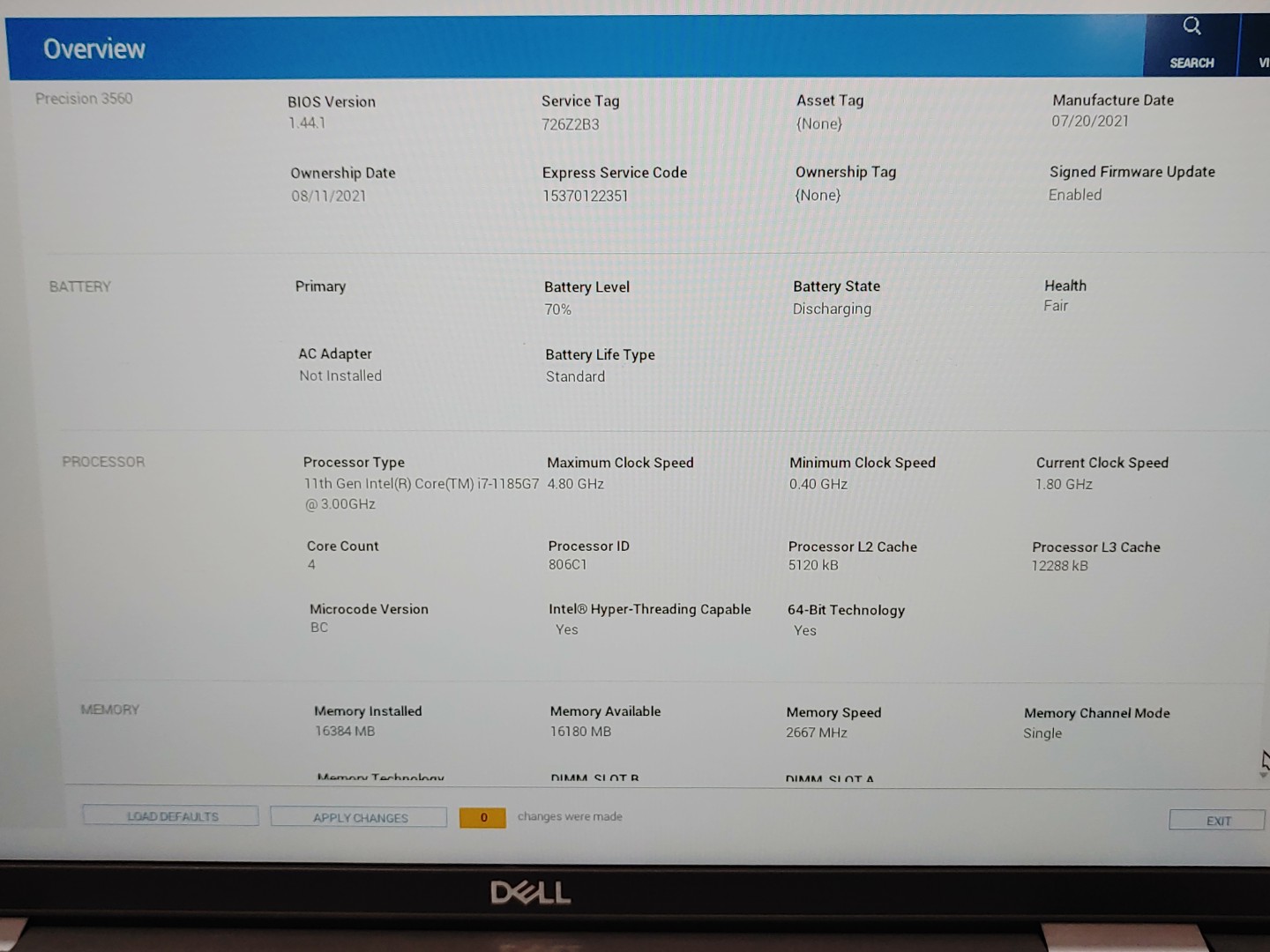 Dell Precision 3560 15.6" Intel i7-1185G7 16GB NVIDIA T500 *NO SSD/NO OS/NO AC** - Image 9