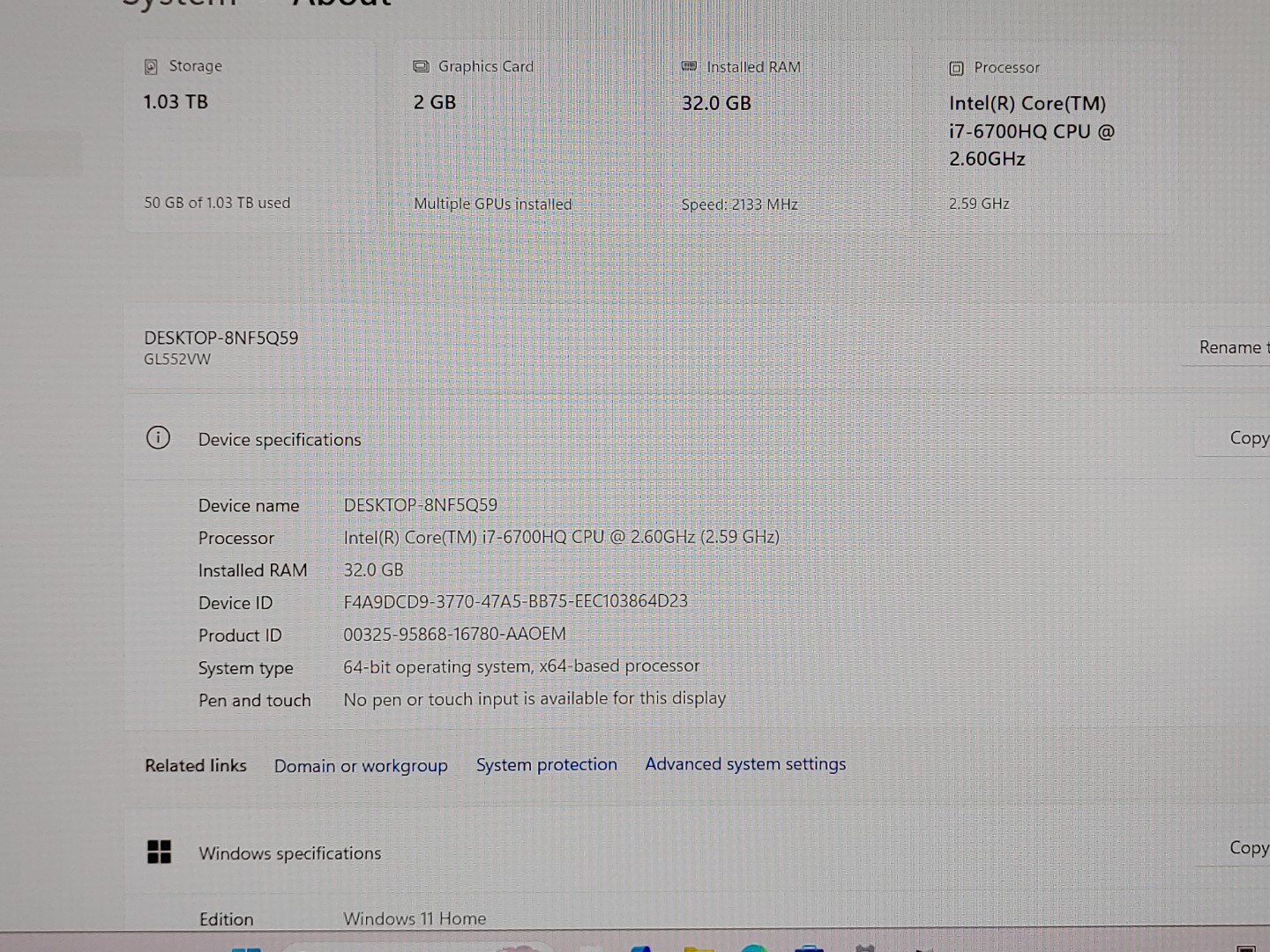 Asus ROG GL552VW 15.6" i7-6700HQ 32GB 128GB SSD+1TB HDD GTX 960M *NO A/C* *READ* - Image 10