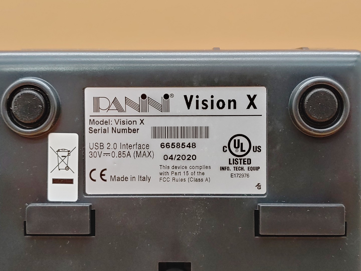 Panini Vision X Duplex Check Reader Scanner w/ USB Cable (Grade A) **NO A/C** - Image 9