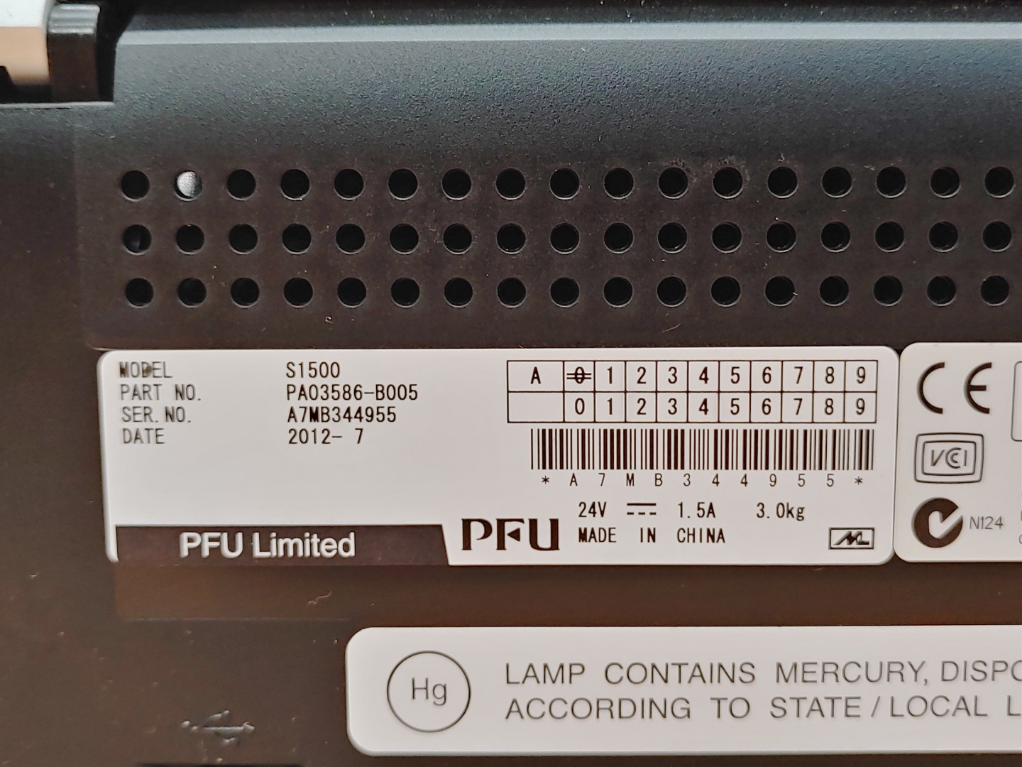 Fujitsu ScanSnap S1500 Document Duplex Sheetfed Scanner PA03586-B005 **NO A/C** - Image 8