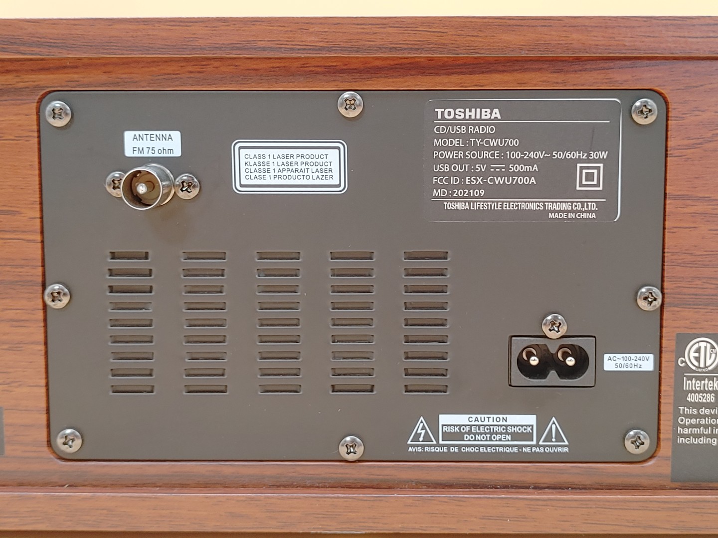 Toshiba TY-CWU700 All-in-One Wireless BT CD Player Speaker System **NO REMOTE** - Image 7