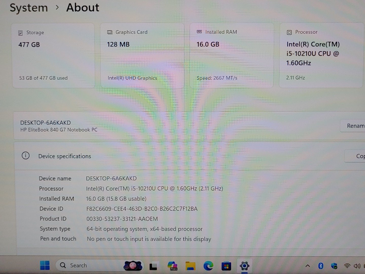 HP EliteBook 840 G7 14" Intel i5-10210U 16GB 512GB SSD Win11Pro *NO A/C* *READ* - Image 11