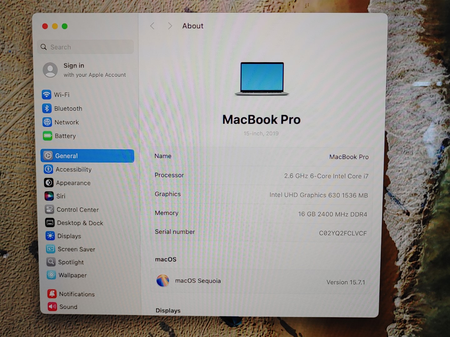 Apple MacBook Pro 15" 2019 Touchbar i7 2.60GHz✔16GB✔256GB✔Sequoia✔*NO A/C**READ* - Image 10