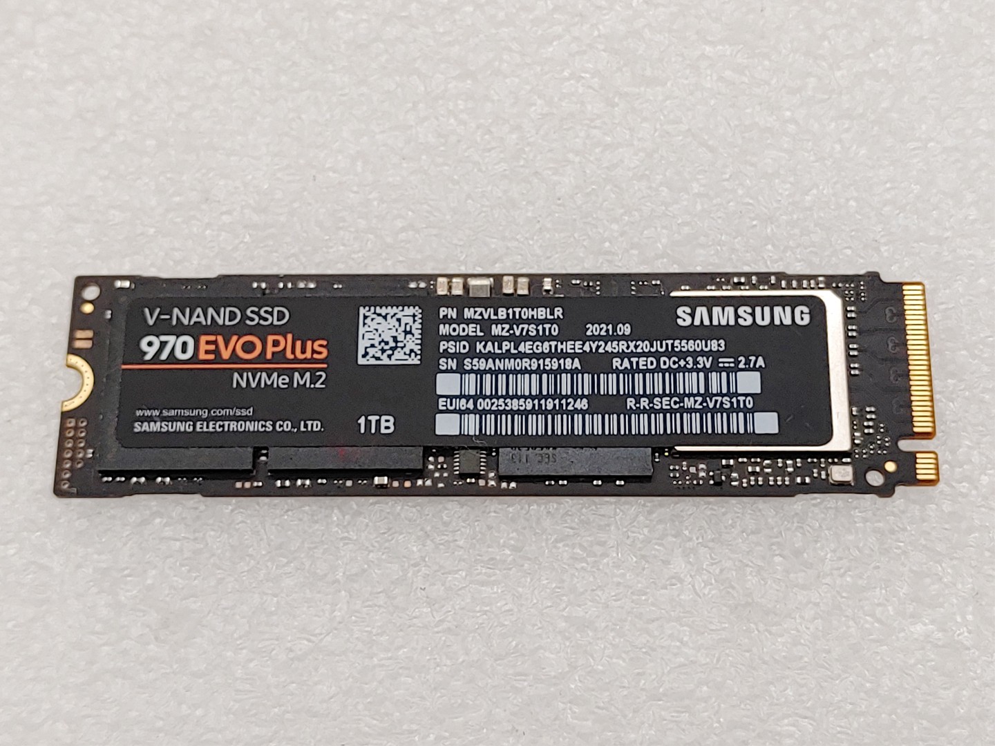 Samsung 970EVOPlus 1TB NVMe M.2 SSD MZ-V7S1T0 (98% Health)