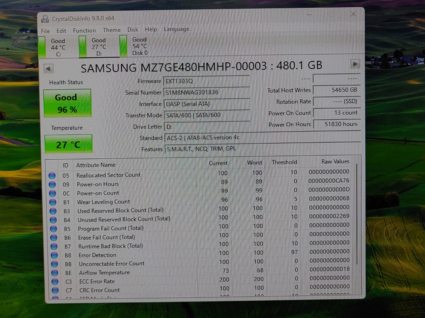 Samsung PM853T 480GB 6Gb/s TLC SATA 2.5'' SSD MZ7GE480HMHP-00003 (96% Health) - Image 2