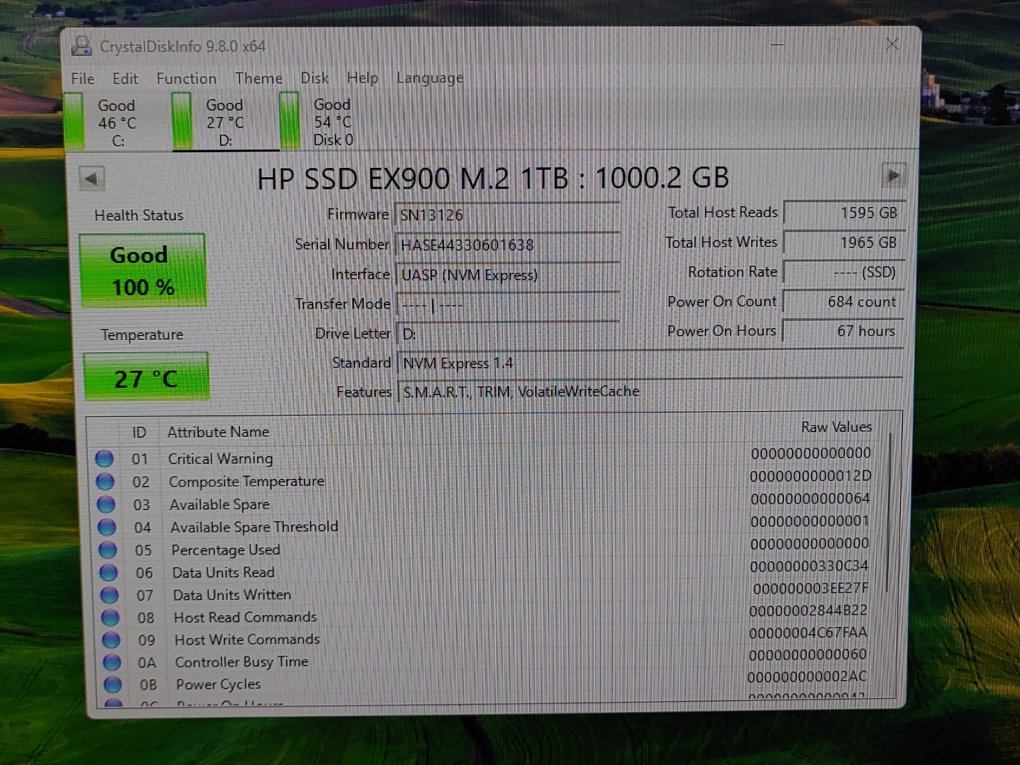HP EX900 M.2 1TB PCIe 3.0 3D TLC NAND NVMe Internal SSD 5XM46AA#ABB [100% Health - Image 2