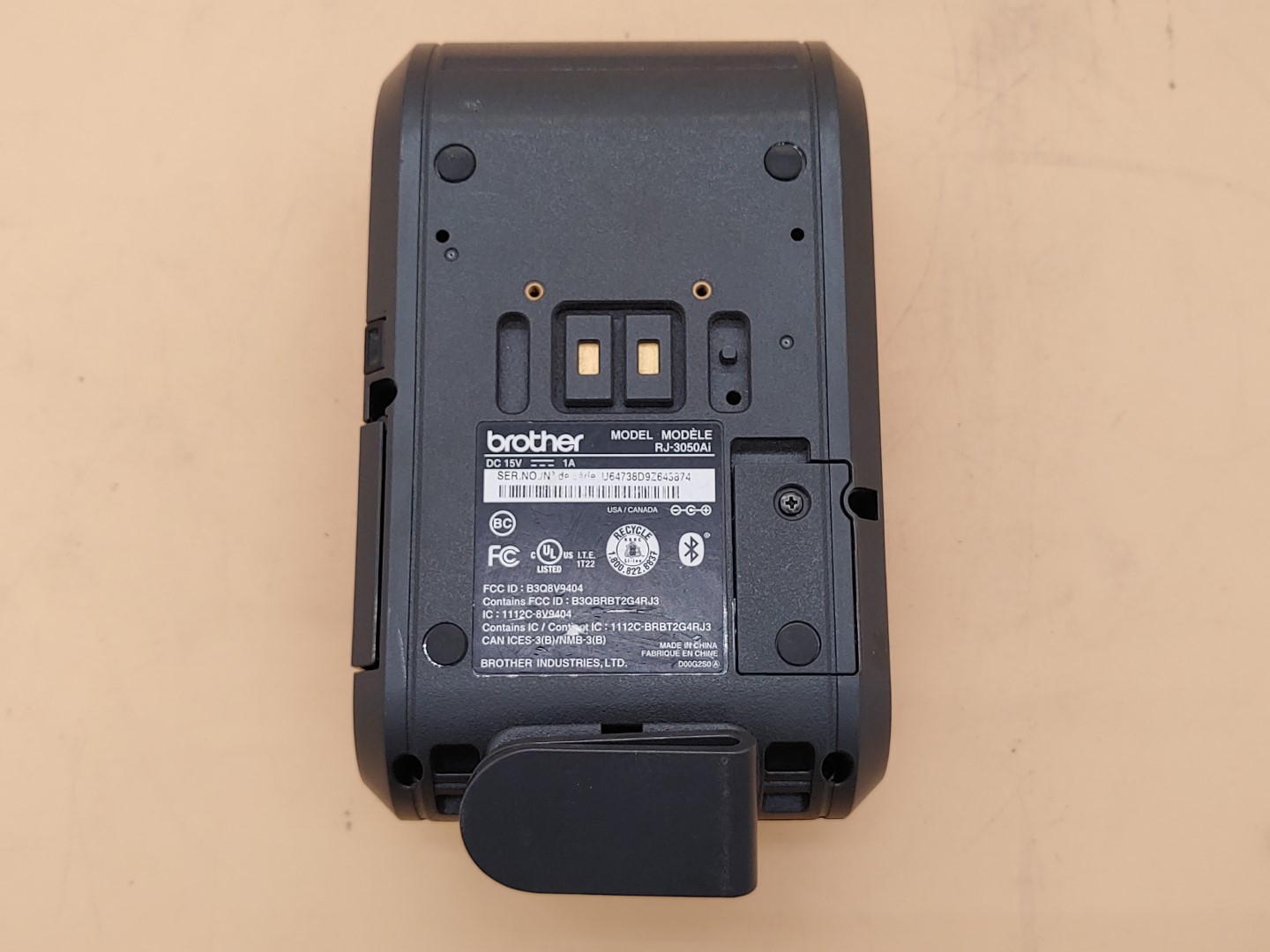 Brother RJ-3050Ai Rugged Mobile Wi-Fi Receipt Printer *NO A/C* *POWER TEST ONLY* - Image 9