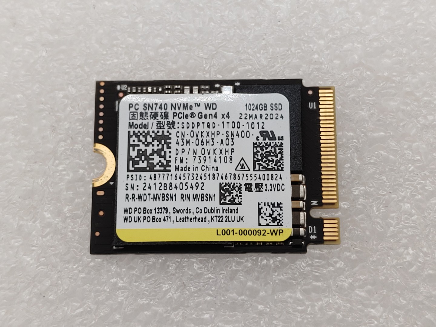 Western Digital 2230 SN740 1TB M.2 NVMe Gen 4.0 x4 SSD SDDPTQD-1T00 (99% Health)