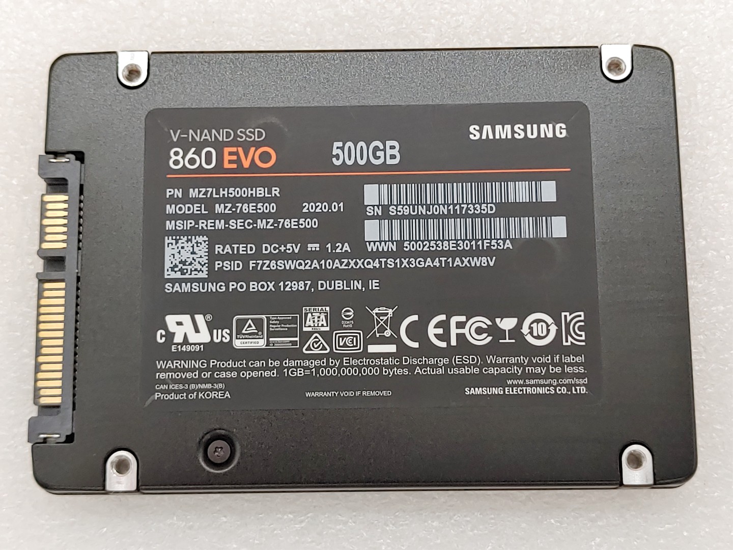 Samsung 860 EVO 500GB 2.5" SATA SSD Solid State Drive MZ-76E500 (100% Health) - Image 5