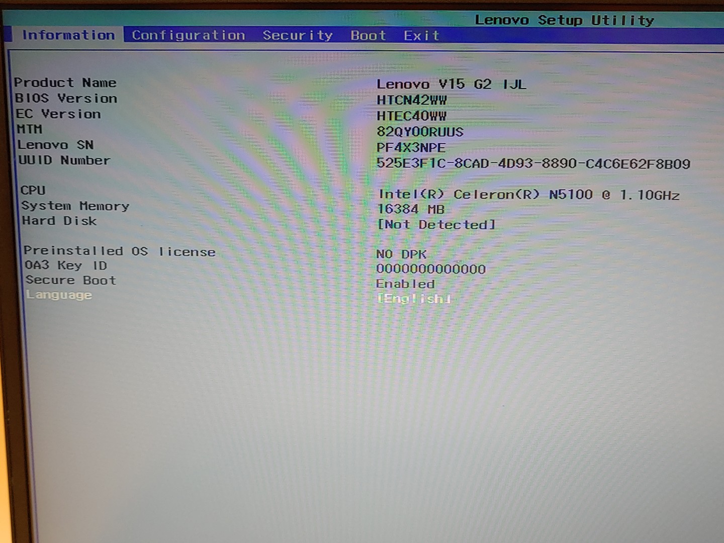 Lenovo V15 G2 IJL 15.6" Intel Celeron N5100 16GB RAM *NO SSD/NO OS/NO AC* - Image 9