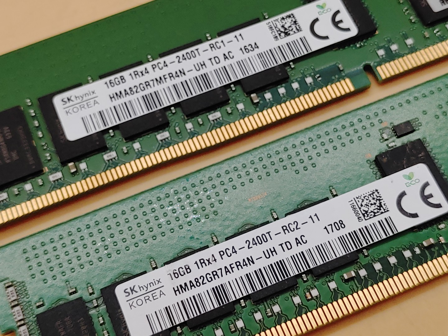 SK Hynix 16GB 1Rx4 PC4-2400T HMA82GR7AFR4N-UH DDR4 ECC Server Memory -LOT of (2) - Image 2