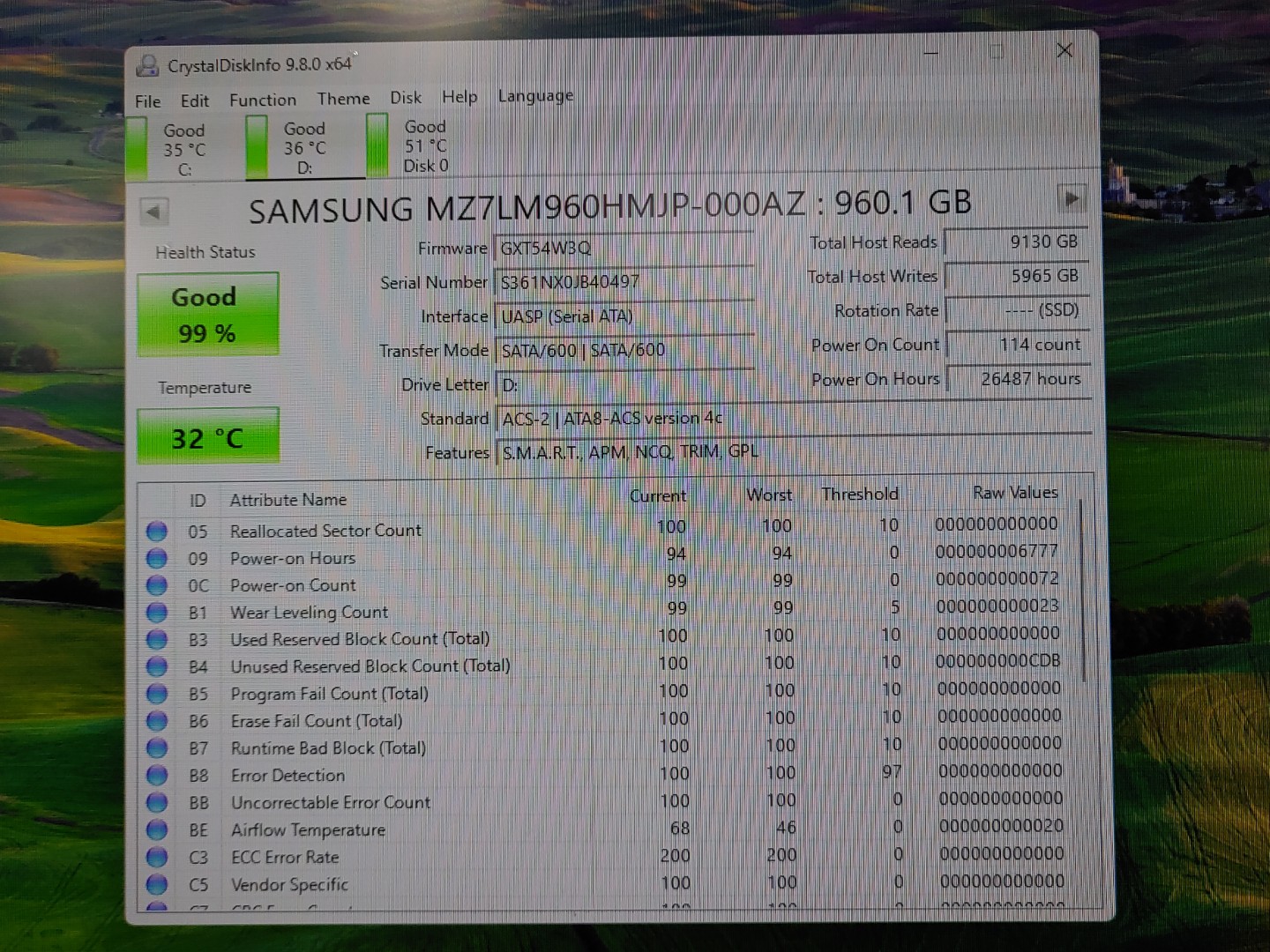 Samsung PM863a 960GB 2.5" SATA Internal SSD 6Gbp/s MZ-7LM960N (99% Health) - Image 2