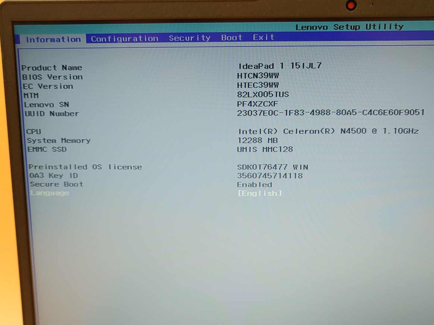 Lenovo IdeaPad 1-15IJL7 15.6" Intel Celeron N4500 12GB 128GB eMMC *NO OS/NO AC* - Image 10