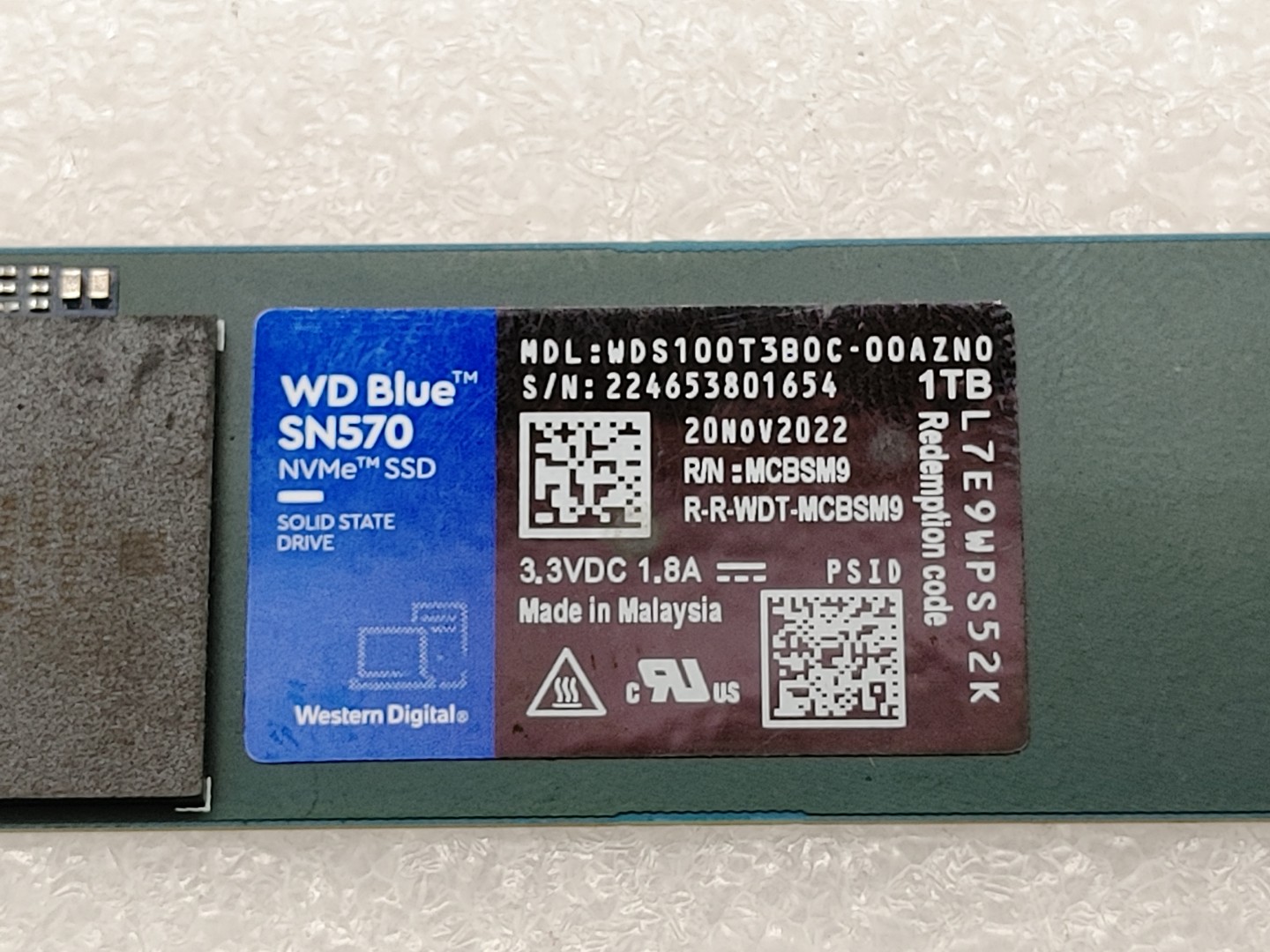 Western Digital WD Blue SN570 1TB NVMe M.2 2280 SSD WDS100T3B0C (100% Health) - Image 3