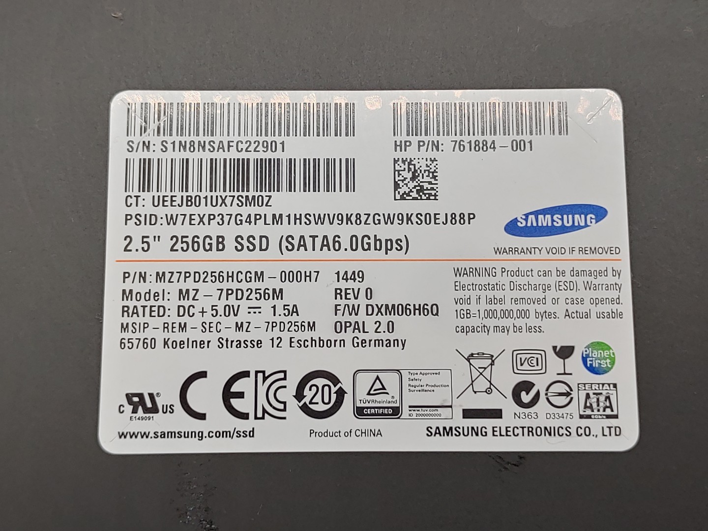 Samsung 256GB 2.5" SATA III 6Gbps SSD MZ-7PD256M 761884-001 - LOT of (7) - Image 2