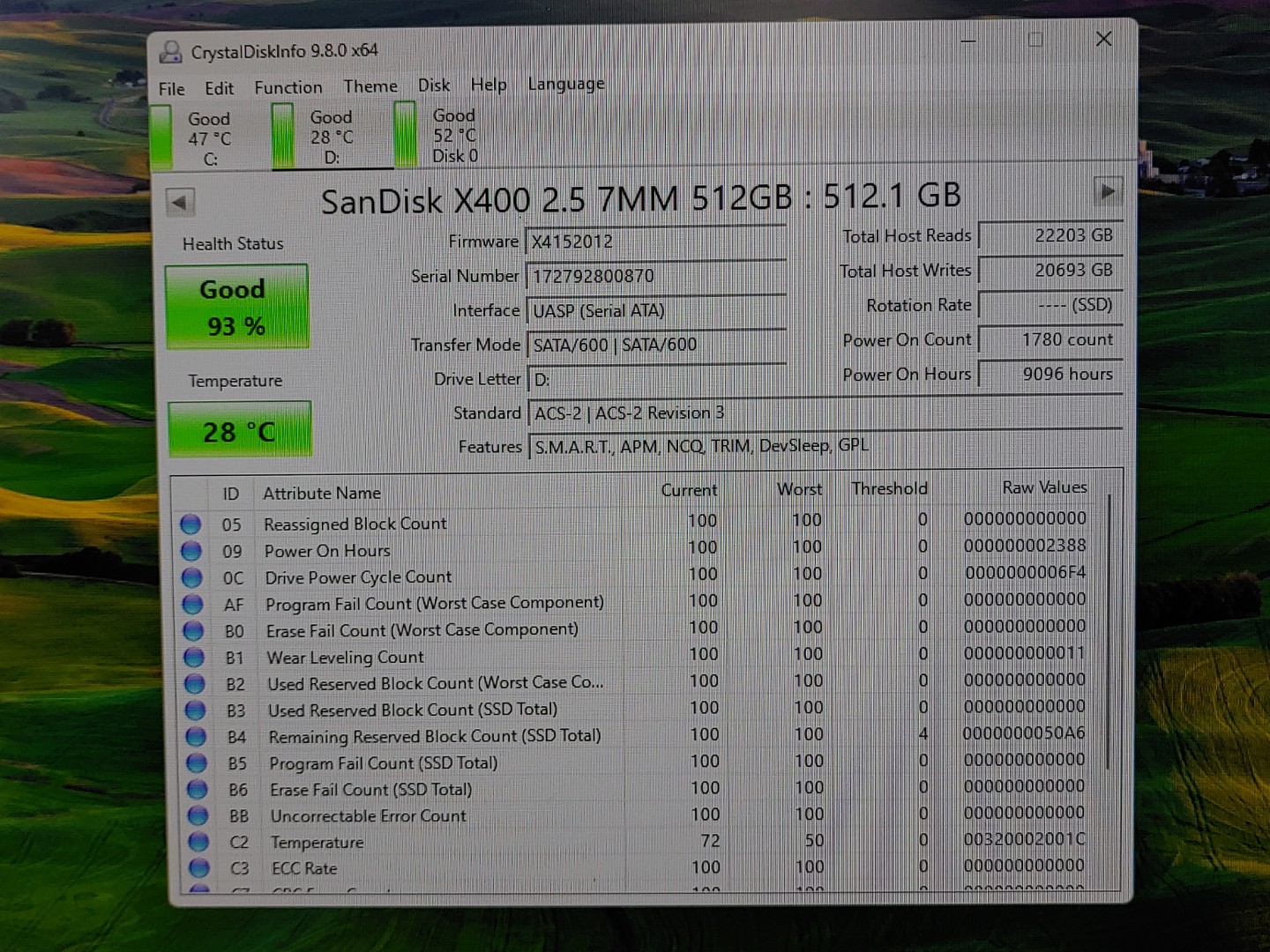 SanDisk X400 512GB SATA 2.5" 7mm Internal SSD SD8SB8U-512G -1012 (93% Health) - Image 2